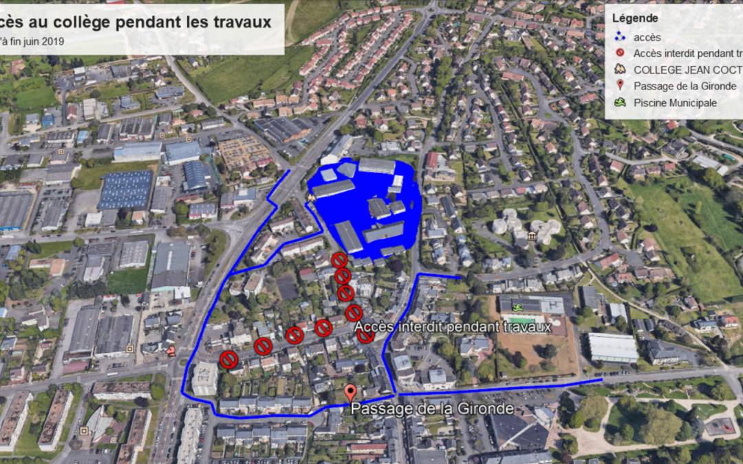 Accès piéton et vélo au collège pendant les travaux