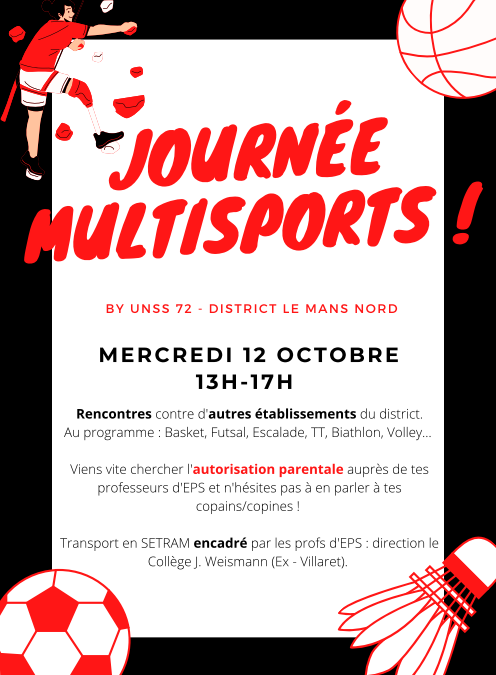 Challenge multisports mercredi 12/10…Inscrivez vous!